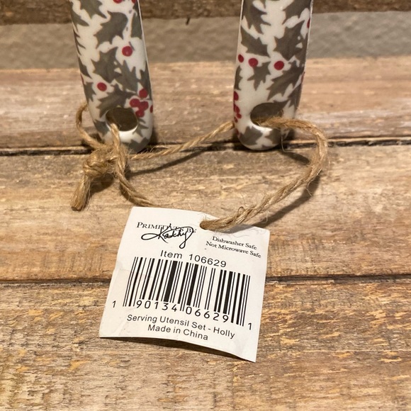 Christmas Red Berry & Green Holly Serving Spoon & Serving Fork Set Of 2 - Picture 9 of 16